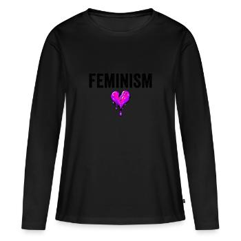 FÉMINISME - T-shirt manches longues Premium bio Femme - noir - Devant - Julia (174cm)