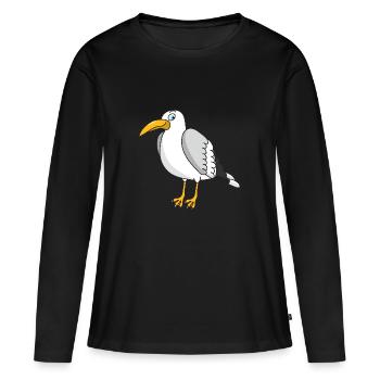 Möwe - Frauen Premium Bio Langarmshirt - Schwarz - Vorne - Julia (174cm)
