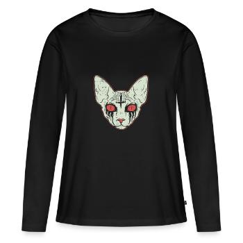Sphinx Cat - Chat en métal noir - T-shirt manches longues Premium bio Femme - noir - Devant - Julia (174cm)