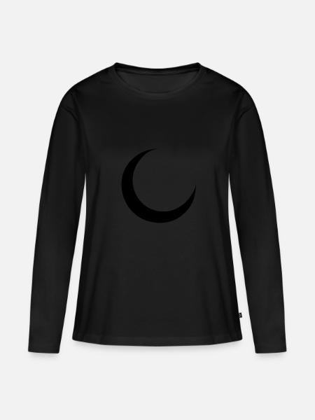 Halbmond - Frauen Premium Bio Langarmshirt - Schwarz