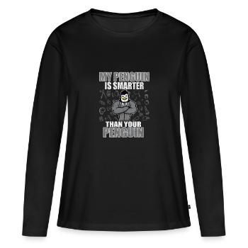 Éducation Penguin - T-shirt manches longues Premium bio Femme - noir - Devant - Julia (174cm)
