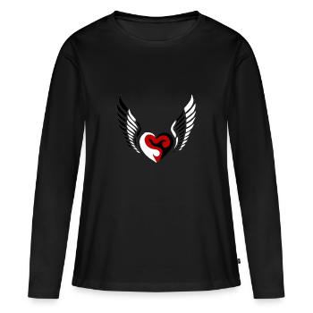 Wings Heart Black White - Women's Premium Organic Long Sleeve Shirt - black - Front - Julia (174cm)