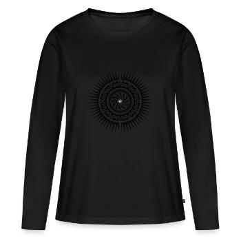 Hache Maori - T-shirt manches longues Premium bio Femme - noir - Devant - Julia (174cm)
