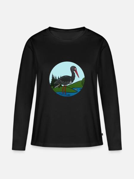 Black stork in circle - Women's Premium Organic Long Sleeve Shirt - black