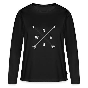 Boussole de flèches de directions cardinales - T-shirt manches longues Premium bio Femme - noir - Devant - Julia (174cm)