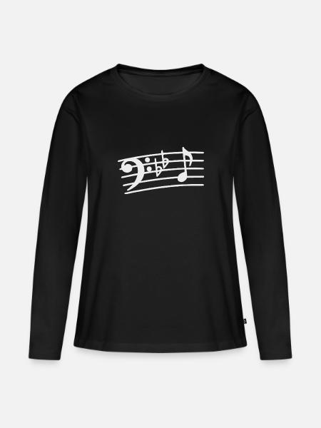 Bassschlüssel Noten Bass Musiker Bassist - Frauen Premium Bio Langarmshirt - Schwarz