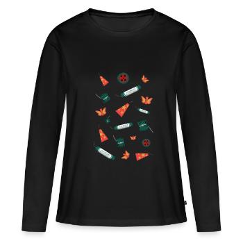 Assortiment de feux d’artifice - T-shirt manches longues Premium bio Femme - noir - Devant - Julia (174cm)