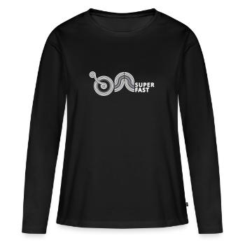 SUPER FAST - Frauen Premium Bio Langarmshirt - Schwarz - Vorne - Julia (174cm)