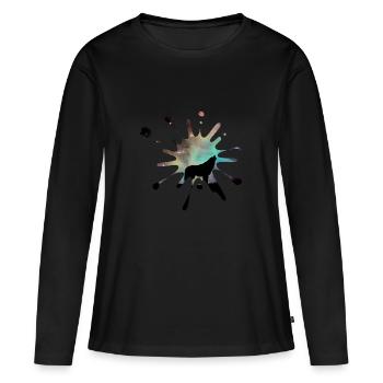 Taches de couleur Loup - T-shirt manches longues Premium bio Femme - noir - Devant - Julia (174cm)