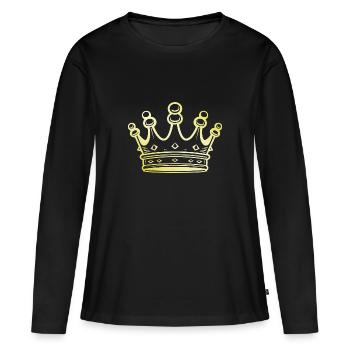 Symbole de la couronne Or - T-shirt manches longues Premium bio Femme - noir - Devant - Julia (174cm)