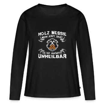 Bois Messie - T-shirt manches longues Premium bio Femme - noir - Devant - Julia (174cm)