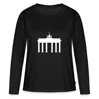 Brandenburger Tor Fahrrad - Frauen Premium Bio Langarmshirt - Schwarz - Vorne - Julia (174cm)