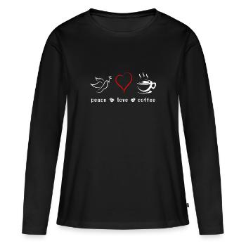 Peace Love Coffee, T-shirts café - T-shirt manches longues Premium bio Femme - noir - Devant - Julia (174cm)