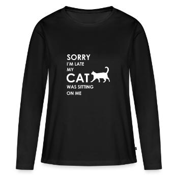 Katze, Katzen, Katzen Shirt, Katzen Liebhaber - Frauen Premium Bio Langarmshirt - Schwarz - Vorne - Julia (174cm)