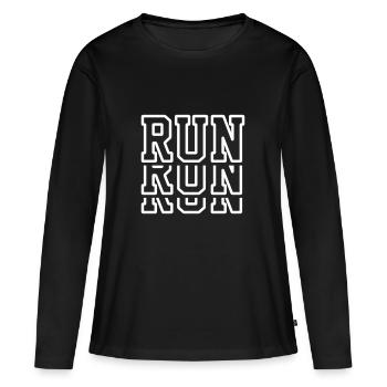 Run Run Run - Running Shirt - Marathon - Jogger - Women's Premium Organic Long Sleeve Shirt - black - Front - Julia (174cm)