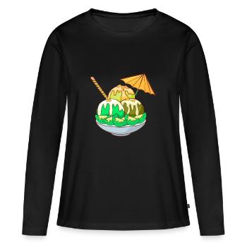 Crème glacée, crème glacée, crème glacée, crème glacée, boule, crème glacée, sundae - T-shirt manches longues Premium bio Femme - noir - Devant - Julia (174cm)