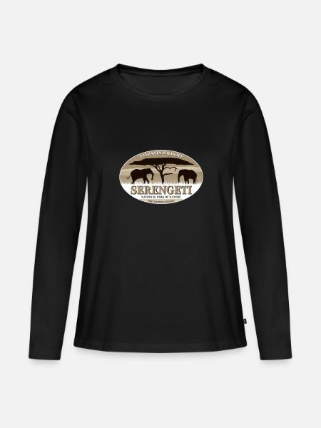 Serengeti - Elephant - Elefant - Frauen Premium Bio Langarmshirt - Schwarz