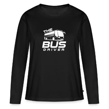 Le chauffeur de bus - Le chauffeur de bus - T-shirt manches longues Premium bio Femme - noir - Devant - Julia (174cm)