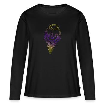 Glace crème glacée avec un sac de glace - T-shirt manches longues Premium bio Femme - noir - Devant - Julia (174cm)