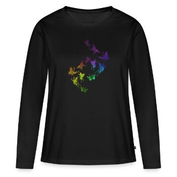 papillon essaim harmonie arc-en-ciel - T-shirt manches longues Premium bio Femme - noir - Devant - Julia (174cm)