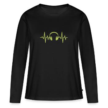 Headphone Lifelife Headphone Heartbeat Music - Women's Premium Organic Long Sleeve Shirt - black - Front - Julia (174cm)