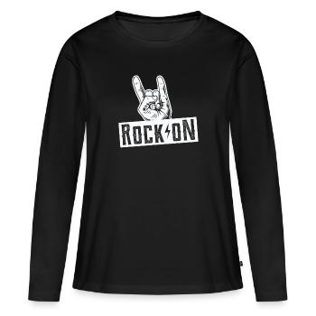 Rock sur le rock and roll - T-shirt manches longues Premium bio Femme - noir - Devant - Julia (174cm)