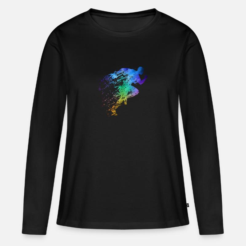 Leichtathlet Sprinter Sprinten - Frauen Premium Bio Langarmshirt - Schwarz