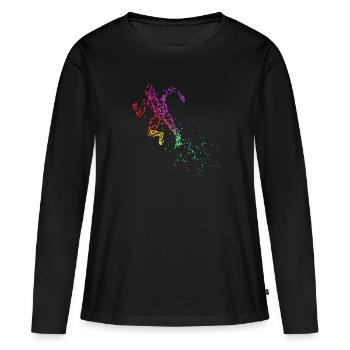 Leichtathletik Start Sprint Sprinter - Frauen Premium Bio Langarmshirt - Schwarz - Vorne - Julia (174cm)