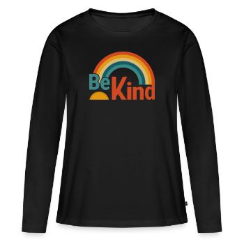 freundlich sein - Frauen Premium Bio Langarmshirt - Schwarz - Vorne - Julia (174cm)