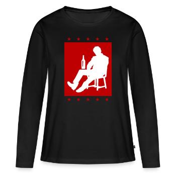 Besoffener Mann Saufen Drunk - Frauen Premium Bio Langarmshirt - Schwarz - Vorne - Julia (174cm)