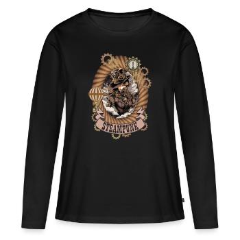 STEAMPUNK GIRL - Women's Premium Organic Long Sleeve Shirt - black - Front - Julia (174cm)