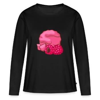 Crème glacée aux framboises Crème glacée Crème glacée Crème glacée - T-shirt manches longues Premium bio Femme - noir - Devant - Julia (174cm)