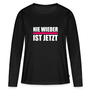 Nie wieder ist jetzt - Frauen Premium Bio Langarmshirt - Schwarz - Vorne - Julia (174cm)