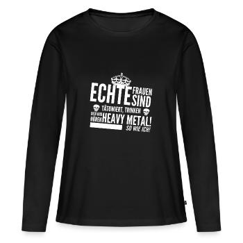 Heavy Metal Frau, Heavy Metal - Frauen Premium Bio Langarmshirt - Schwarz - Vorne - Julia (174cm)