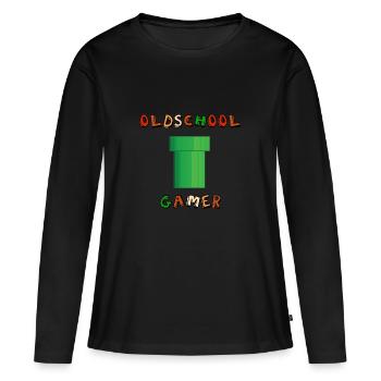 Oldschool Gamer - Retro gaming Design - Frauen Premium Bio Langarmshirt - Schwarz - Vorne - Julia (174cm)