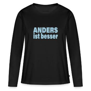 ANDERS IST BESSER - Frauen Premium Bio Langarmshirt - Schwarz - Vorne - Julia (174cm)