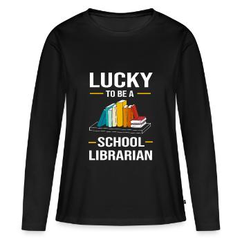 Bibliothèque de lecture Rat de bibliothèque - T-shirt manches longues Premium bio Femme - noir - Devant - Julia (174cm)