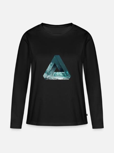 Penrose Optische illusie met de natuur, cool - Vrouwen Premium Bio shirt met lange mouwen - zwart