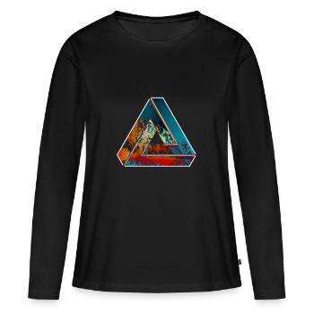 Penrose triangle illusion d'optique de couleur à motifs - T-shirt manches longues Premium bio Femme - noir - Devant - Julia (174cm)