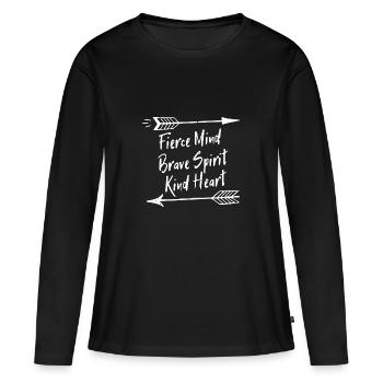 Hiking Shirt - Fierce Mind Brave - Frauen Premium Bio Langarmshirt - Schwarz - Vorne - Julia (174cm)
