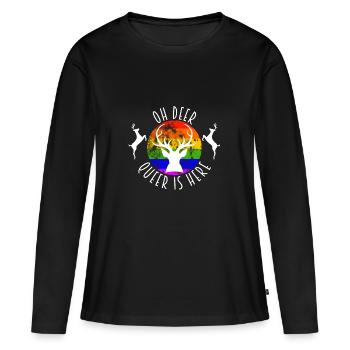 Noël LGBT Noël "Oh, le daim est là" - T-shirt manches longues Premium bio Femme - noir - Devant - Julia (174cm)