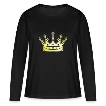 Couronne royale en or - T-shirt manches longues Premium bio Femme - noir - Devant - Julia (174cm)