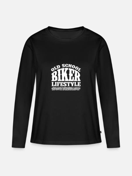 Old School Biker - Frauen Premium Bio Langarmshirt - Schwarz