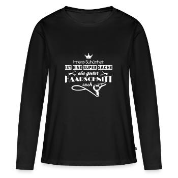 Friseur - Frauen Premium Bio Langarmshirt - Schwarz - Vorne - Julia (174cm)