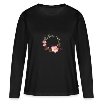 fleurs - T-shirt manches longues Premium bio Femme - noir - Devant - Julia (174cm)