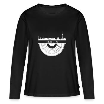 Berlin Musique phonographe - T-shirt manches longues Premium bio Femme - noir - Devant - Julia (174cm)