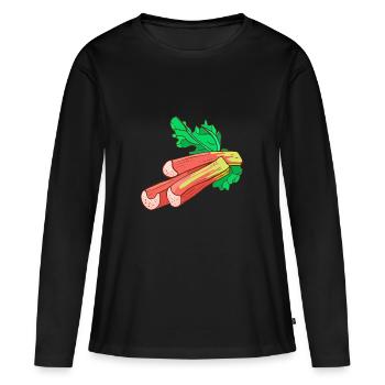Gemeiner Rhabarber Gewöhnlicher Krauser - Frauen Premium Bio Langarmshirt - Schwarz - Vorne - Julia (174cm)