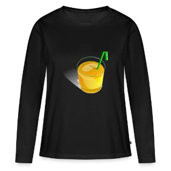 Jus de fruits orange - T-shirt manches longues Premium bio Femme - noir - Devant - Julia (174cm)