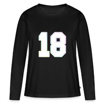Numéro 18 18e anniversaire arc-en-ciel - T-shirt manches longues Premium bio Femme - noir - Devant - Julia (174cm)