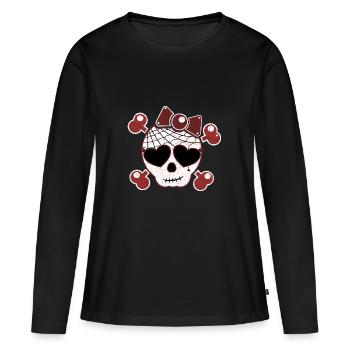 Skull Sweet Rockabilly, Geschenkidee - Frauen Premium Bio Langarmshirt - Schwarz - Vorne - Julia (174cm)